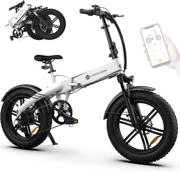 ADO Beast 20F Opvouwbare Elektrische Fiets Mountain Ebike, 20''*4.0 Fat Tire E-bike met Koppelsensor 14.5Ah Batterij, 7 Versnellingen Schakelen, IPX7 IPS Kleurenscherm APP-Bediening - Afbeelding 8