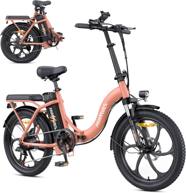 HillMiles MilePort 1 Elektrische fiets voor volwassenen, 36 V 13 Ah, afneembare accu, 250 W motor, 20 inch x 3,0 inch Fat Tire vouwfiets, snelheid 25 km/u, bereik tot 100 km - Afbeelding 7