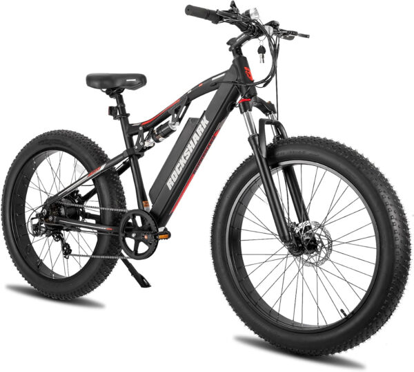 Hiland 26 inch Fat Tire mountainbike, Shimano 7 Speed Fat Bike, dubbele schijfrem, volledige vering mountainbike voor mannen en vrouwen