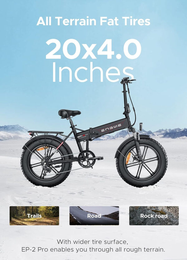 ENGWE EP-2 PRO E-Bike Elektrische Fiets Opvouwbare | 20''×4.0" Fat banden | 48V 13Ah Lithiumbatterij | Range 120KM | 7 Speed | 25KM/H - Afbeelding 7